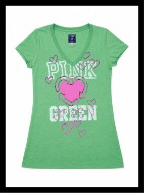 ♻️💕♻️ ⓅⒾⓃⓀ VS 2009 PINK💓GREEN Tee♻️💕♻️